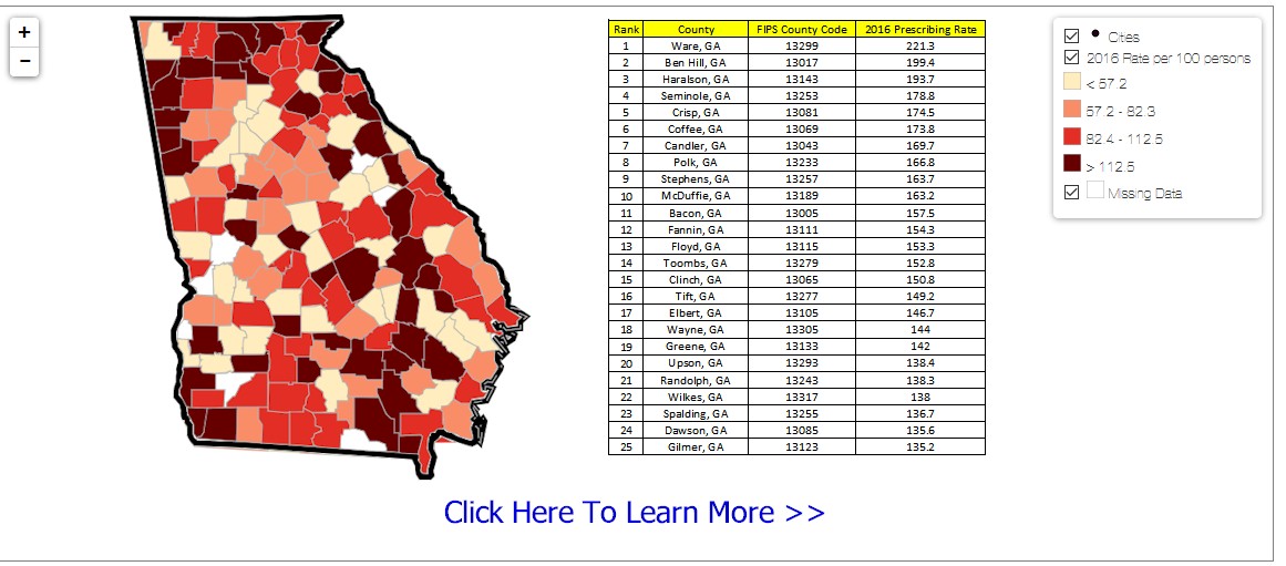 US County Prescribing Rate Map 2016